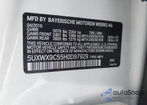 2017 BMW X3 xDrive28I z USA, uszkodzony, nr VIN 5UXWX9C55H0D97929